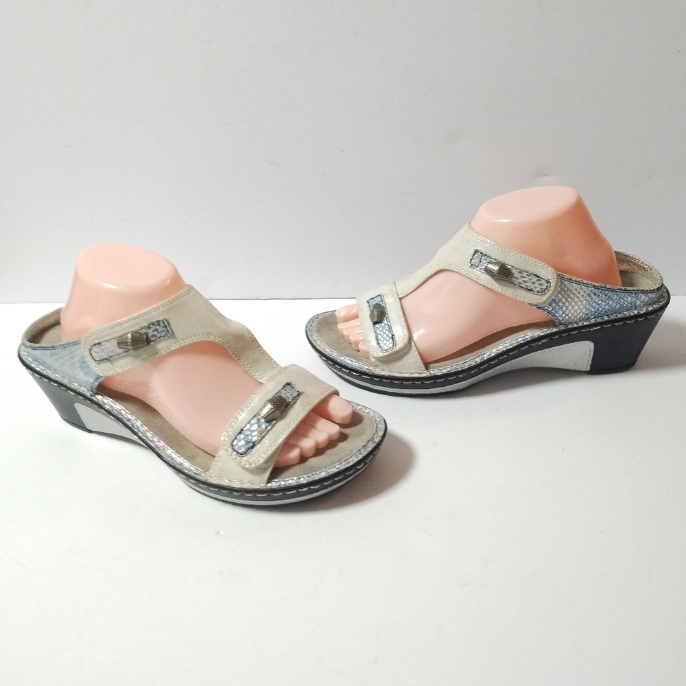 Alegria Lara Leather Animal Print Wedge Sandal LAR-212 EUR 41/US 10.5
